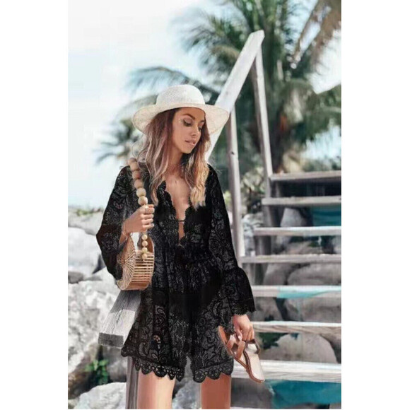 Abstract Pattern Lace Swimsuit Coverup Size X-Large - Picture 2 of 7